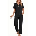 thumbnail image 3 of Fantaslook Womens Pajamas Sets V Neck Buttons Short Sleeve Top and Pant with Pockets Lounge Wear Set Outfits, 3 of 8