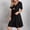 X-173Black, variant on ZHOGXU Women's Casual Dress Solid Color Short Sleeve V Neck Pleated Comfortable Fashion Loose Dress For Everyday Wear,Black,L