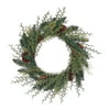 Holiday Time Mixed Greenery Un-Lit Wreath, 24"