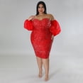 thumbnail image 3 of AURA Sequin Bodycon Dress Women Long Sleeve Sexy Party Club Evening Dress, 3 of 6