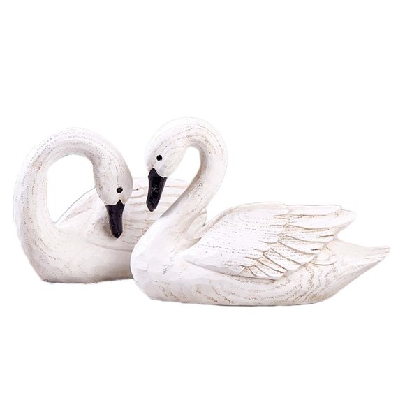 yuksok 2Pcs Resin Sculptures Couple Swan Figurines Desk Christmas Home Swan Statues B