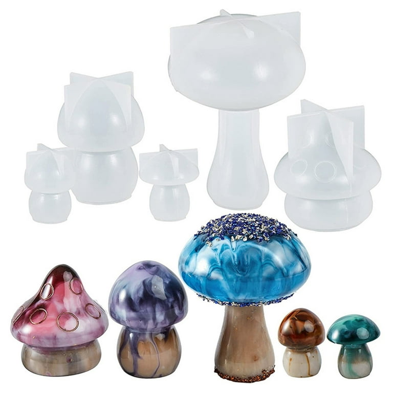1Set 3D Mushroom Silicone Mold Home Decorations Mold Mushroom Crystal Epoxy  Mold for Resin Casting Soap Table Ornaments OUY