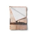 thumbnail image 2 of Detroit Soft Flannel Fleece Blanket, Idyllic Sunset View with High Rise Buildings Riverfront Rocks Calm Peaceful, Cozy Plush for Indoor and Outdoor Use, 50" x 70", Coral Dark Brown, by Ambesonne, 2 of 6