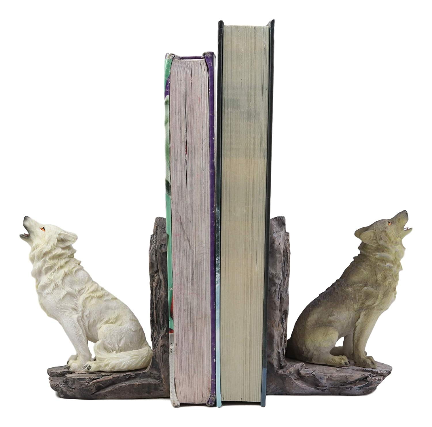 Pacific Giftware PT Howling Wolfs Decorative Resin Bookends Set