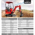 thumbnail image 4 of HUAYEE 1.4 Ton Mini Excavator with 31.5in Straight Edge Bucket, Auger, Ripper, Landscape Rake, HY14C Small Digger with 13.5 HP Engine, Side Swing, Hydraulic Thumb, In-stock in the US, 4 of 19