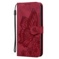 thumbnail image 4 of Feishell Wallet Case For Samsung A03S, Magnetic Folio Card Slots Holder Kickstand Premium PU Leather Butterfly Patterned Embossed with Wrist Strap Cover For Samsung Galaxy A03S, Red, 4 of 13