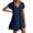 Dark Blue, variant on Women's Casual V Neck Short Sleeve Flowy Swing Mini Dress For Daily Wear Beach Date Spring Fall Outfit Comfortable Lightweight Womens Casual Trendy Midi Dresses