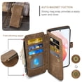 thumbnail image 6 of Asuwish Kickstand Hard Shell Wallet Cell Phone Case with Tempered Glass Screen Protector for Samsung Galaxy S21, Brown, 6 of 7