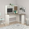 Mainstays LShaped Desk with Hutch, White