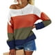 thumbnail image 3 of Jersey De Mujer, Sin Hombros, Con Contraste De Colores, Cuello Redondo Suave A Juego, Prendas De Punto Suaves Para El Hogar Para Fiestas ANGGREK Naranja S, 3 of 5
