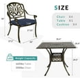 thumbnail image 2 of MEETWARM 5-Piece Outdoor Patio Dining Set, All-Weather Cast Aluminum Patio Conversation Set for Backyard Garden Deck with 4 Chairs, 4 Cushions and 35.4" Square Table, 2.2" Umbrella Hole, Navy Blue, 2 of 8