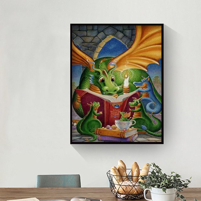 Cuadros Decorativos Green Dragon 5D DIY Diamond Painting Kits Resina Full Round Home Wall Art Tmvgtek embutido en tela