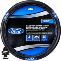 Plasticolor Ford Steering Wheel Cover Bundle Set – Premium Deluxe High-Contrast Stitching, Non-Slip Grip, Universal Fit for Cars, Trucks & SUVs