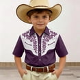 thumbnail image 2 of PRfgtbd Boys Shirts Fashion Cowboy Tops Summer Short Sleeve Button Down Shirt For Kids Boys Casual Printed Western Style Shirts Top Fashion Tshirts Tops, 2 of 4