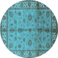 thumbnail image 1 of Ahgly Company Indoor Round Oriental Light Blue Traditional Area Rugs, 4' Round, 1 of 4