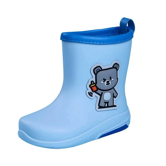 LIIPEE Girls Rain Boots Cartoon Animal Closed Toe Non- Easy-On Lightweight Waterproof Shoes Girls Trendy Indoor Outdoor Wear Boots,Blue,3.5-4 Years