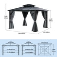 thumbnail image 5 of Dextrus 12' x 14' Double Roof Hardtop Gazebo, Aluminum Frame with Netting & Curtains, 5 of 5