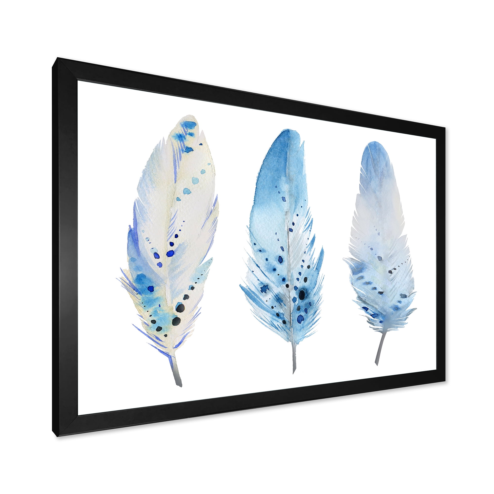 Designart 'Abstract Blue Boho Feathers II' Lake House Framed Art Print