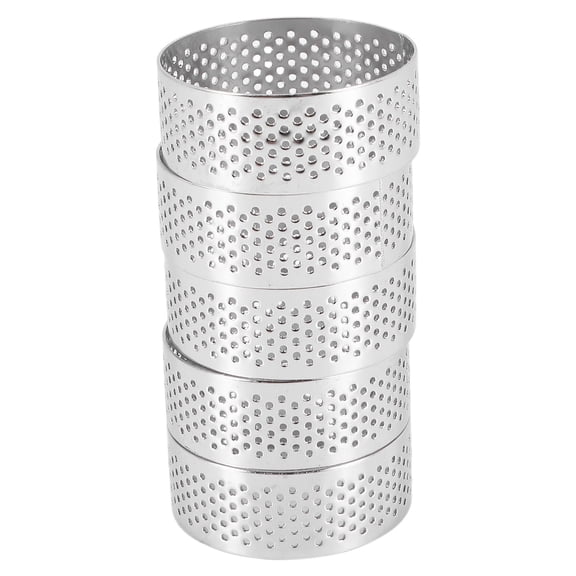 Stainless Steel Perforated Tart Ring, 5Pcs 5cm Perforated Cake Mousse Ring, DIY Round Tart Rings for Baking Dessert Ring