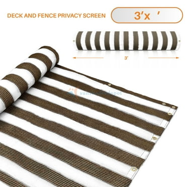 3' x 13' Brown with White Stripes Residential Commercial Privacy Deck Fence Screen 160 GSM Weather Resistant Outdoor Protection Fencing Net for Balcony Verandah Porch Patio Pool Backyard Rails