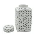 thumbnail image 4 of 12" White Carved Square Ginger Jar, 4 of 7