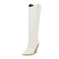 thumbnail image 4 of LoyisViDion Women'S Wedges Pointed Toe Boots Comfortable Embroidered Western Rodeo Cowboy Boots White 9(41), 4 of 5