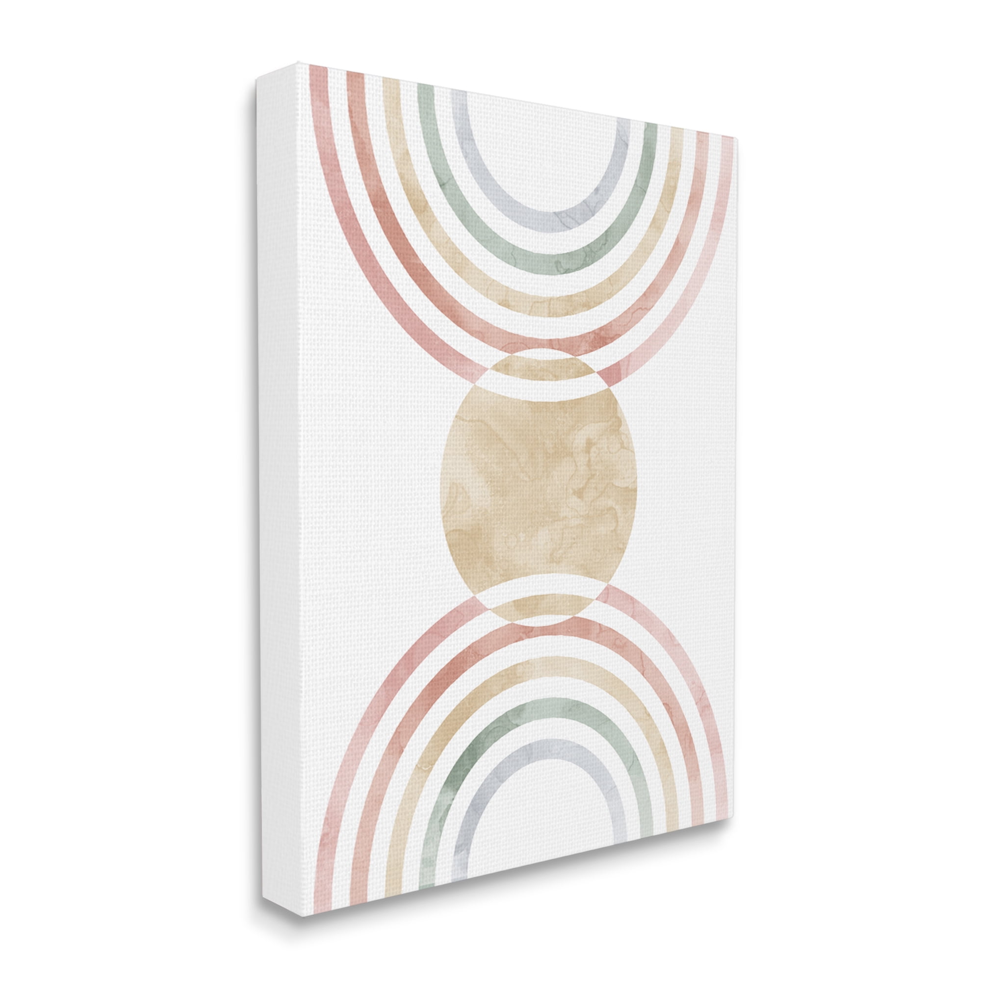 Stupell Industries Circle with Abstract Rainbows Abstract Painting Gallery Wrapped Canvas Art Print Wall Art, 30 x 40