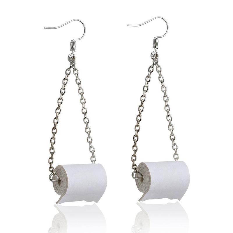 Sterling Silver TOILET PAPER Roll EARRINGS Hook Ear Clay Wire Polymer B7X0