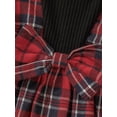 thumbnail image 5 of hirigin Baby Girl Autumn Dress, Plaid Print Long Sleeve Crew Neck Fake Two Piece Patchwork A-Line Dress + Bow Hairband, 5 of 9