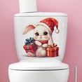 thumbnail image 3 of 4-Piece Christmas Toilet Seat Cling Set Santa Claus, reindeer Removable Bathroom Decor Protective Lid Sticker No Adhesive Holiday, 3 of 10