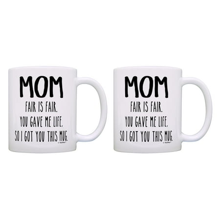 

ThisWear Funny Mom Mug Set You Gave Me Life I Got you This Mug Mom Presents 11 ounce 2 Pack Coffee Mugs