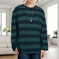 thumbnail image 5 of Yuanlong Womens T-Shirts Oversized Long Sleeve Round Neck Striped Tshirts Street Style Wear Comfortable Lightweight Tops, 5 of 7