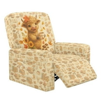 HELLHERO Highland Cow Print Recliner Couch Covers Sunflower Print Lazy Boy Recliner Covers That Stay in Place Dust-proof Fitted Couch Cover for Reclining Couches, Yellow