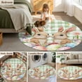 thumbnail image 5 of Round Rug 7Ft Washable Non-Slip, Easter Circle Area Rugs for Living Room Bedroom, Spring Rabbit Eggs Flower Butterfly Green Plaid Indoor Floor Mats Carpet Runner for Home Decor Aesthetic, 5 of 8