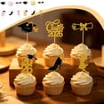 thumbnail image 7 of 12 Pcs 2026 Graduation Cake Cupcake Toppers,Glitter Grad Cap Diploma Food Appetizer Pick for Graduation Theme Party Cake Decorations Supplies,Gold, 7 of 7