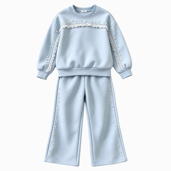 Gubotare Girls Bell Bottom Outfit Toddler Girl Clothes Tops and Jeans Pant Sets Cute Girls Outfits for Fall Winter 5T 6T (Blue,5-6 Years)