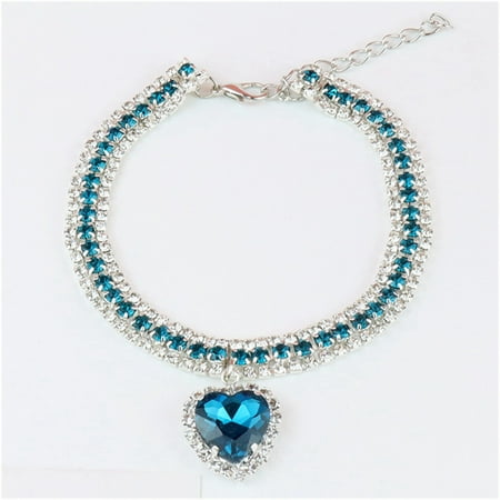 Dog Shiny Rhinestone Collar Cat Heart Diamond Jewelry Necklace Pet Bling Princess Puppy Supplies Accessories C