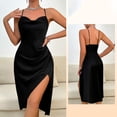 thumbnail image 4 of Bovxnpu Long Nightgowns for Women Sleeveless Sleepshirt Mesh Dress with Metal Chain Straps Cowl Neck Long Length Sleepwear, 4 of 6