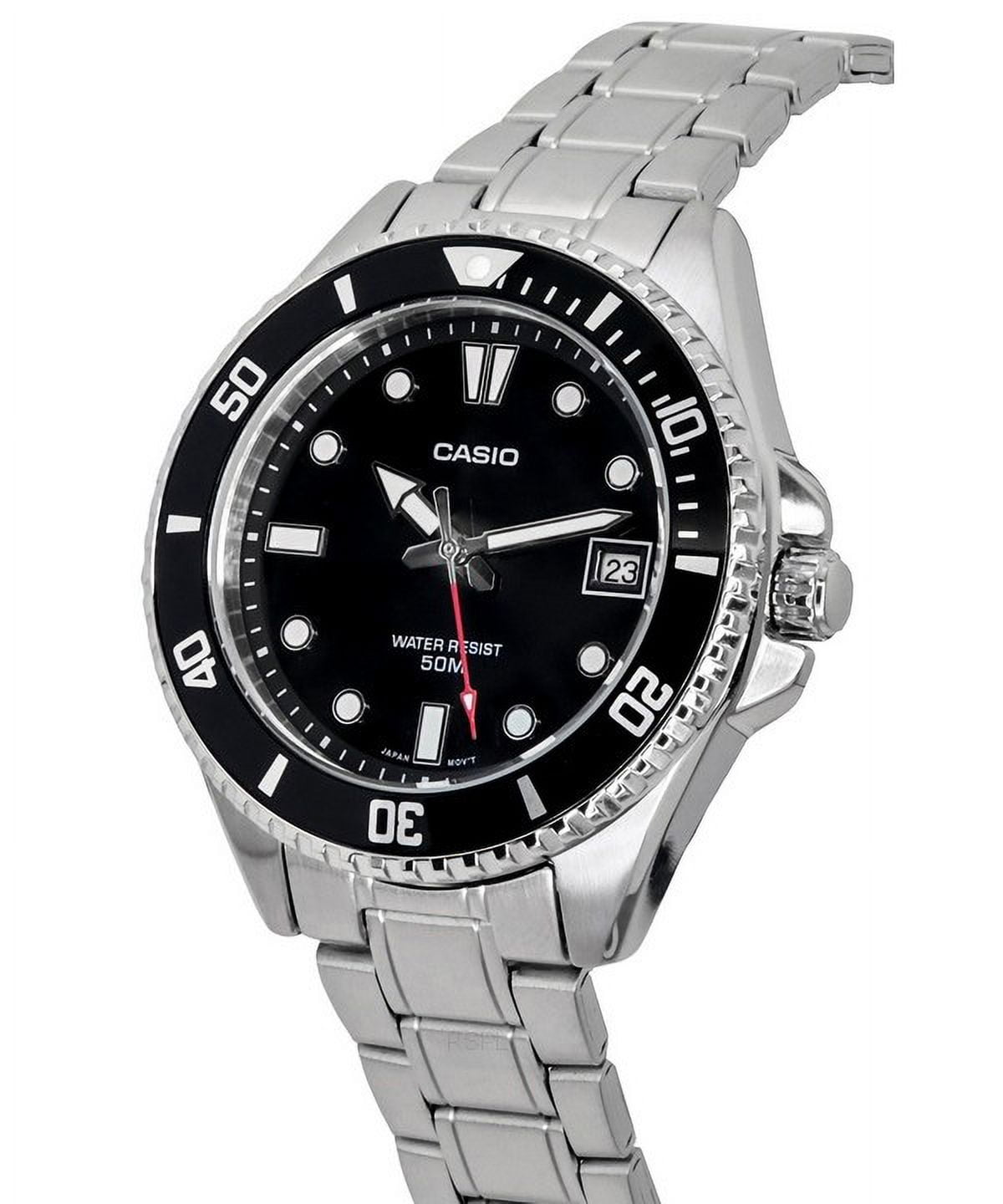 Casio Men's Stainless Steel Watch with Black Dial - MDV-10D-1A1VDF