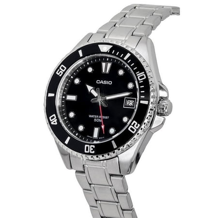 CASIO カシオ 腕時計 メンズ  小さめ  海外モデル クォーツ 50M  メタルベルト ブラック MDV-10D-1A1V
