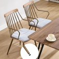 thumbnail image 6 of Guyou Metal Dining Chairs Set of 6, Mid-Century Modern Upholstered Linen Kitchen Chairs with Antique Copper Spindle Back and Armrests for Dining Room/Restaurant, Grey, 6 of 7