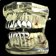 مجموعة جريلز أسنان ذات قطع أعمق ، فضية اللون ، أعلى 6 وأسفل ، ستة مشاوي مسبقة الصنع