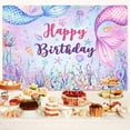 thumbnail image 4 of Mermaid Backdrop,Kids Birthday Photograph Backdrop,Girl Birthday Party Background,Happy Birthday Backdrop Coralline Bday Backdrop for Girls Birthday Mermaid Theme Birthday Party Decor 8X6FT, 4 of 5
