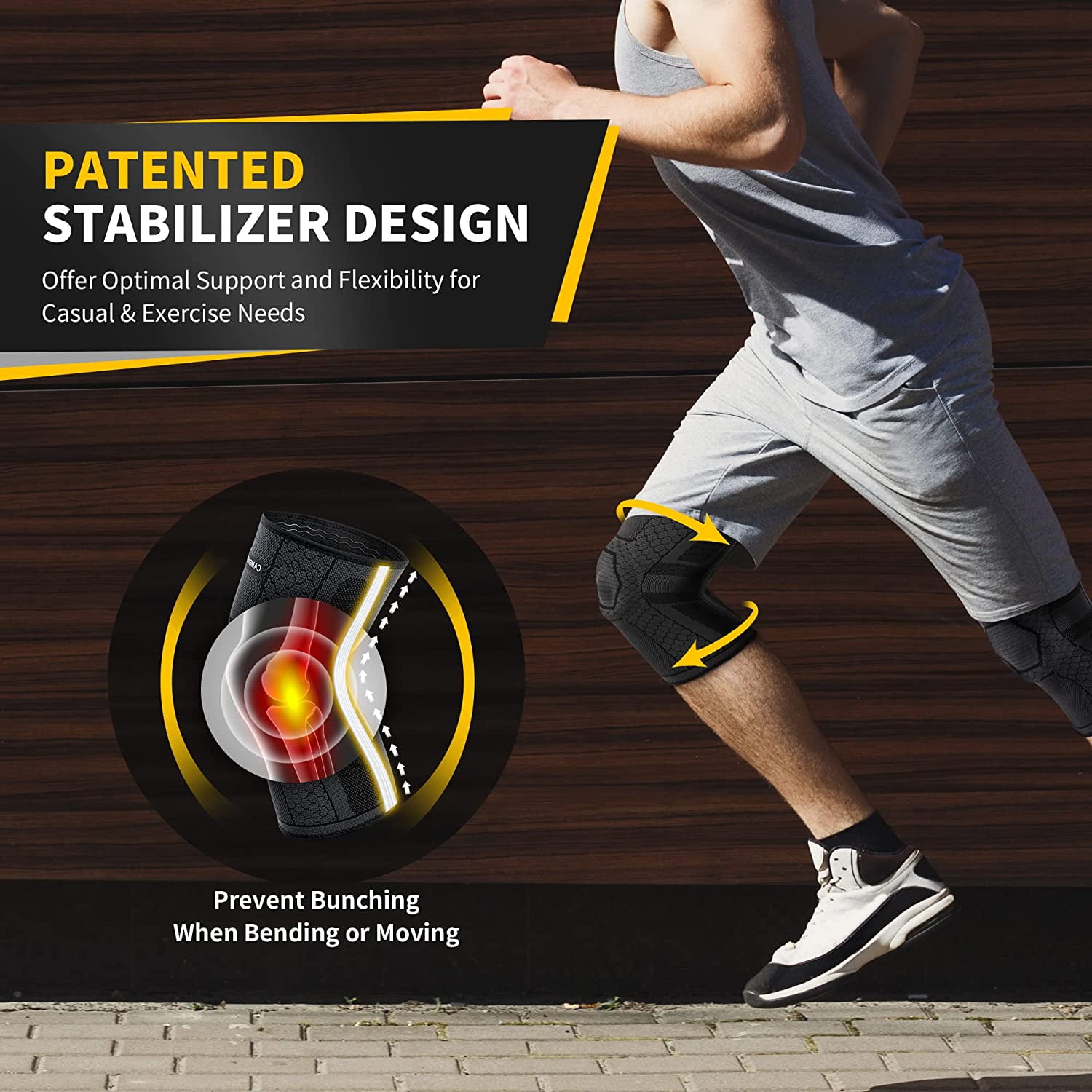 CAMBIVO 2 Pack Knee Braces, Knee Compression Sleeve with Side Stabilizers and Patella Knee Pads, Knee Support for Meniscus Tear, Arthritis, ACL, Joint Pain Relief, Running, L