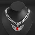 thumbnail image 2 of Hip Hop Cuban Chains Red Gemstone Wing Pendant Diamond Cuban Necklace for Men and Women 15mm Necklaces Jewelry Iced Out Bling Chain, 2 of 6
