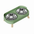thumbnail image 2 of Elevated Cat Food and Water Bowls 2-in-1, Slow Feeder Stand with Removable Stainless Steel Dishes, Non-Slip, Suitable for Small Medium Large Cats (D), 2 of 9