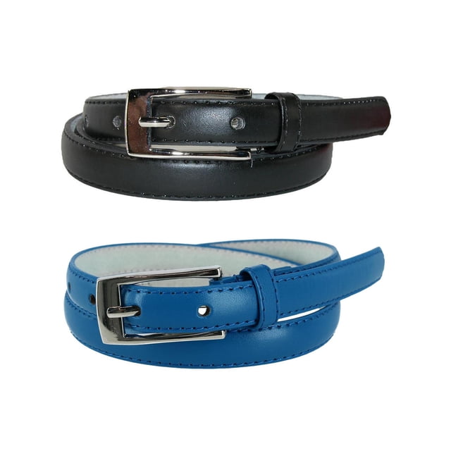 CTM® Ceinture Habillée en Cuir Skinny 3/4 Pouce (Lot de 2 Couleurs) (Femmes)