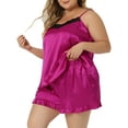 thumbnail image 2 of Unique Bargains Women's Plus Size Lingerie 2 Pcs Cami Shorts Sleepwear Set 4X Hot Pink, 2 of 6