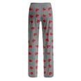 thumbnail image 5 of Women's Cozy Fleece Pajama Pants with Heart Print, Red Lounge Sleepwear, Soft Comfortable Nightwear, Adjustable Waist, 5 of 5