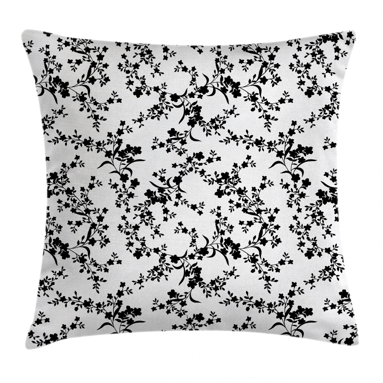Floral Throw Pillow Cushion Cover, Victorian Style Curved Flower